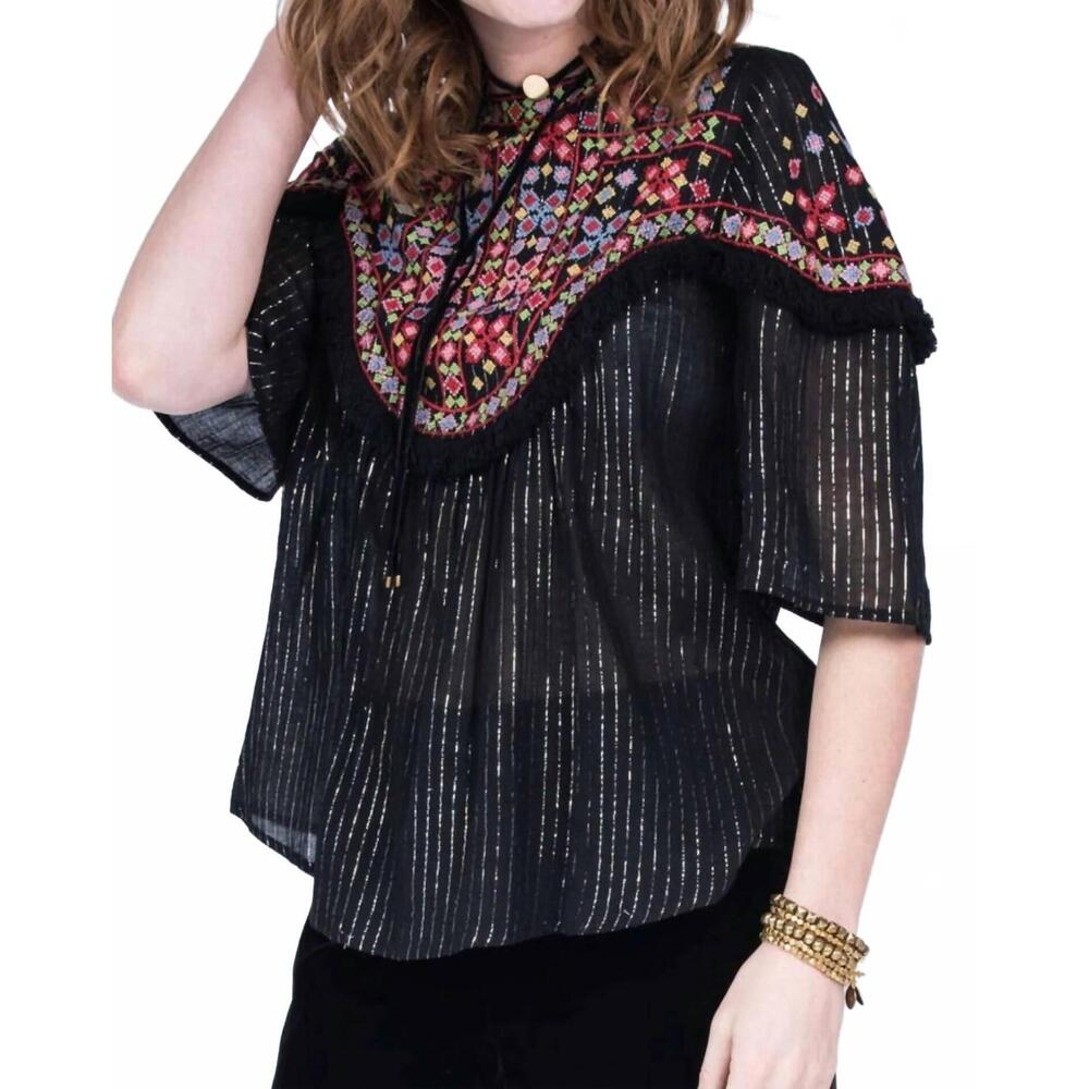 NEW IVY JANE flared sleeve top in black